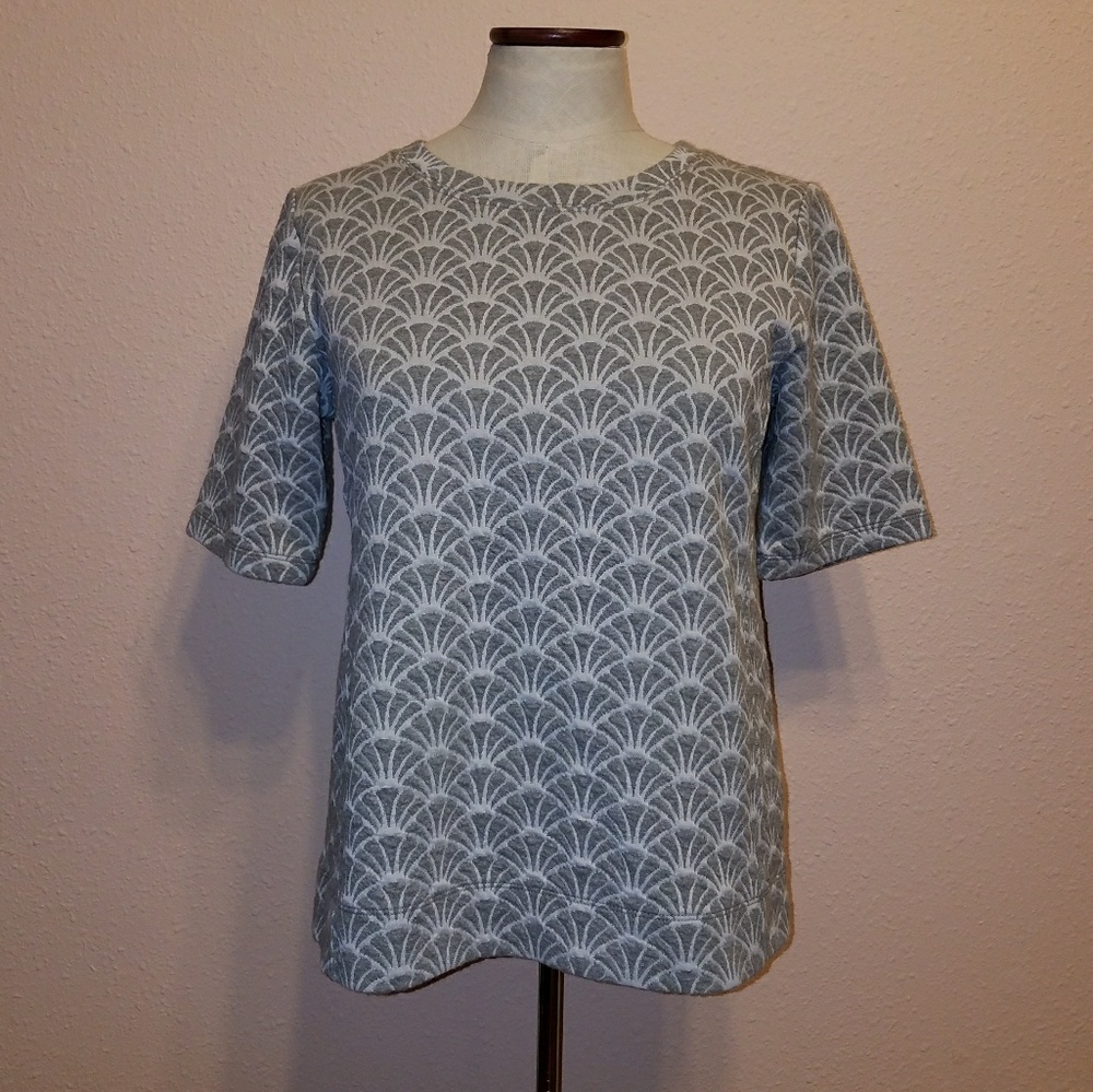 Ann Taylor Loft Textured Gray Shell Top Shirt